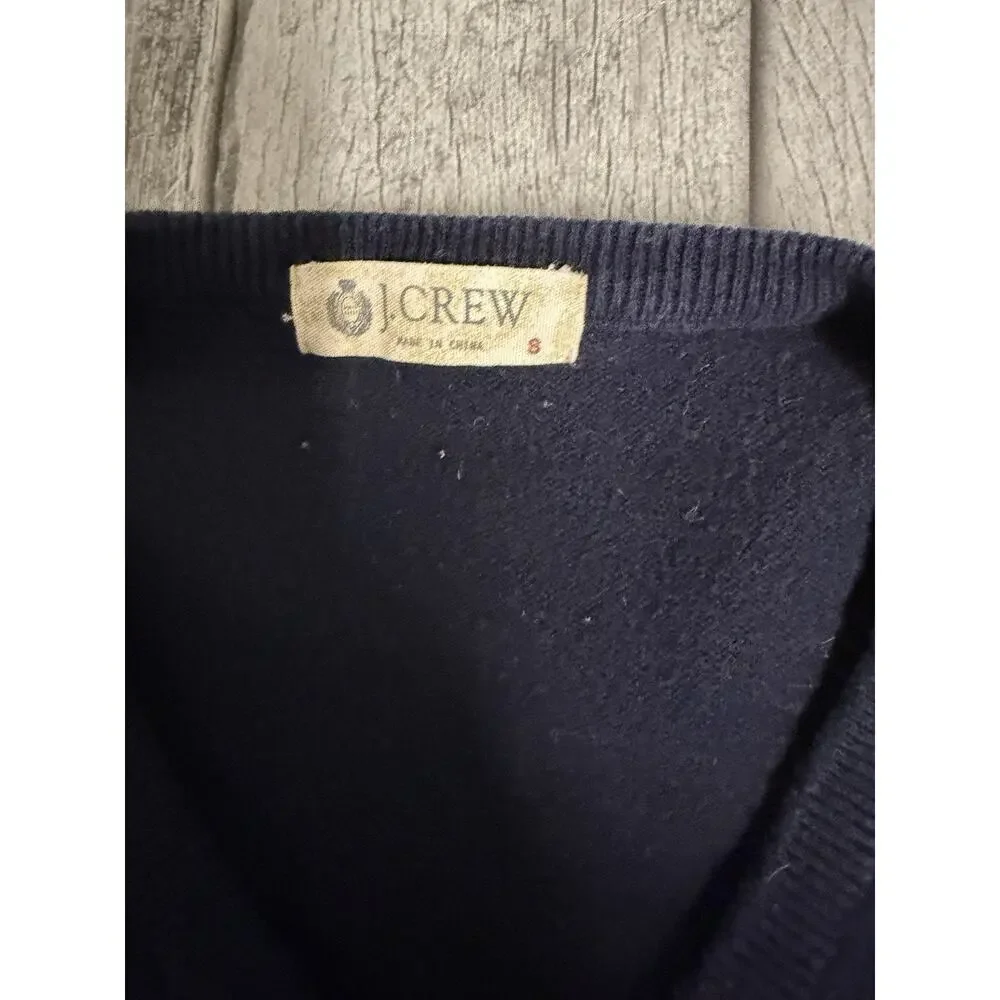 Men’s J. Crew Argyle Sweater Cashmere Blend Navy/Green/Tan Long Sleeve Sz Small